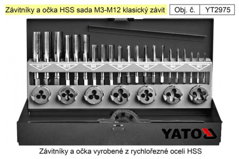 Závitníky a očka HSS sada M3-M12 klasický závit, Yato
