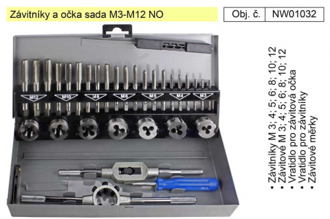 Závitníky a očka sada M3-M12 NO - NW01032, sada závitníků