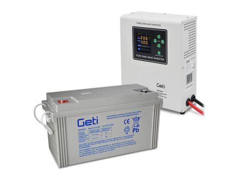 Zdroj záložní GETI GEP501LF sinus 500W nástěnný + baterie 120Ah