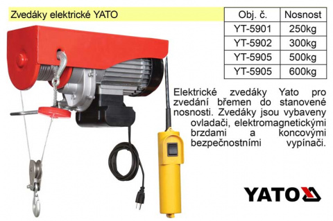 Zvedák elektrický nosnost 300 kg