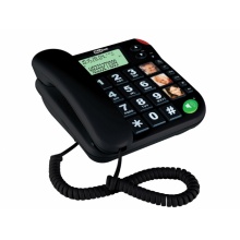 KXT480-CERNA Maxcom - šnůrový telefon s velkými tlačítky vhodný pro seniory, s LCD, barva černá