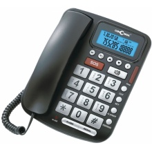 C-5030-CERNA Concorde - šňůrový telefon s velkými tlačítky, LCD, barva černá
