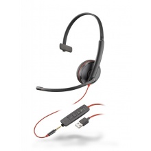 BLACKWIRE-C3215-USB-A Plantronics - náhlavní souprava pro PC na jedno ucho, přes hlavu, tl. přijmu, USB+3,5 mm jack