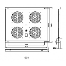 FU.P600.004 - ventilační jednotka, 4 ventilátory, h600