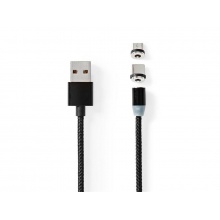 Kabel USB/Micro USB 2v1 magnetický 2m NEDIS CCGB60630BK20