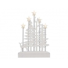 Dekorace vánoční EMOS DCAW13 dřevěná – les s hvězdami, 35,5 cm