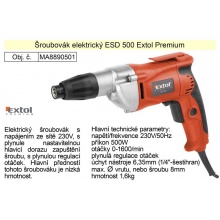 Extol Premium ESD500 Šroubovák elektrický na sádrokarton