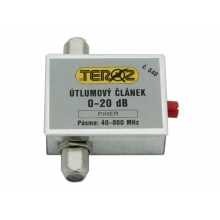 Anténní útlumový článek Teroz č.540 s regulací 0-20 dB pro UHF pásmo, F konektor