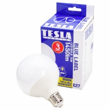 LED žárovka Tesla Globe E27, 15W, 230V, 1450lm, 25 000h, 3000K teplá bílá 270st
