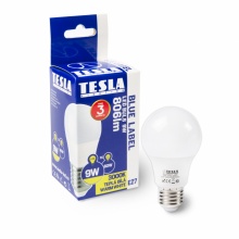 LED žárovka Tesla BULB E27, 9W, 230V, 806lm, 25 000h, 3000K teplá bílá 220st
