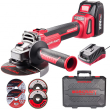 Aku úhlová bruska 125mm, bezuhlíková, 20V Worcraft CAG-S20LiBH 1x4.0Ah, nabíječka, kufr