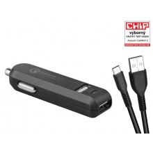 AVACOM CarMAX 2 nabíječka do auta 2x Qualcomm Quick Charge 2.0, černá barva (micro USB kabel)