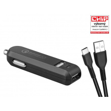 AVACOM CarMAX 2 nabíječka do auta 2x Qualcomm Quick Charge 2.0, černá barva (USB-C kabel)