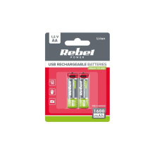Baterie AA (R06) nabíjecí 1,2V/1600mAh REBEL 2ks / blistr BAT2014