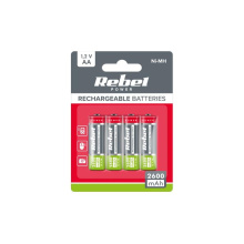 Baterie AA (R06) nabíjecí 1,2V/2600mAh REBEL 4ks / blistr BAT2012