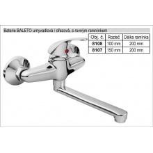 Baterie dřezová / umyvadlová 100mm chromovaná s rovným ramínkem délka 200mm