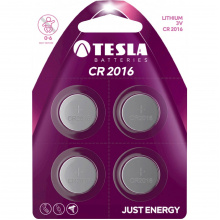 Baterie lithiová Tesla CR2016, 3V, knoflíková, 4ks