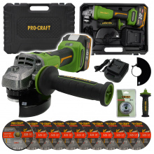 Bruska úhlová Procraft PWA220 + rychloupínací matice, 10x řezný kotouč CD125x1.0b v kovovém boxu | SPWA220/CD125x1.0b/RM14