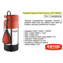Extol Premium SPF1000G4 Čerpadlo elektrické nerezové tlakové 1100W 5500 l / hod