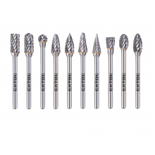EXTOL INDUSTRIAL Stopkové frézy karbidové, sada 10ks, 6x13mm, stopka 3mm