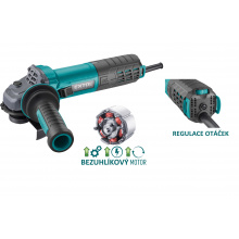 EXTOL INDUSTRIAL Úhlová bruska 125mm,1550W, regulace otáček, bezuhlíková