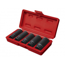 hlavice nástrčné rázové, sada 5ks, 1/2“, 17-19-21-24-27mm, L 79mm, L 79mm, CrMoV, FORTUM