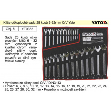 Klíče očkoploché sada 25 kusů 6-32mm CrV Yato