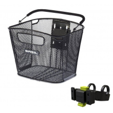 koš BASIL Bolt na řidítka drátěný černý s držákem