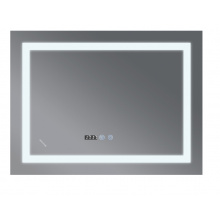 Koupelnové zrcadlo s LED osvětlením, protizamlžovací funkcí, regulací jasu a hodinkami, MR02-100×80 | MR02-100×80 WARM