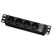 Napájecí panel 4 zásuvky 230V, vypínač, rack 10