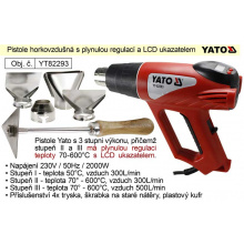 Pistole horkovzdušná Yato YT82293 s plynulou regulací teploty a LCD