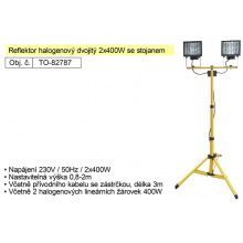 Reflektor halogenový se stojanem Tripod dvojitý 2x400W