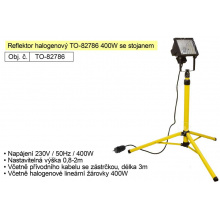 Reflektor halogenový TO-82786 400W se stojanem Tripod