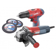 Sada vrtačka aku 12V a bruska úhlová 125mm v plastovém boxu