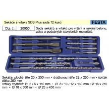 Sekáče a vrtáky SDS Plus sada 12 kusů