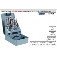 Vrtáky do kovu vybrušované 1-13mm HSS 25 kusů, sada vrtáků